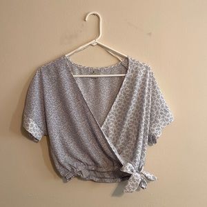 Flower Front Tie Shirt